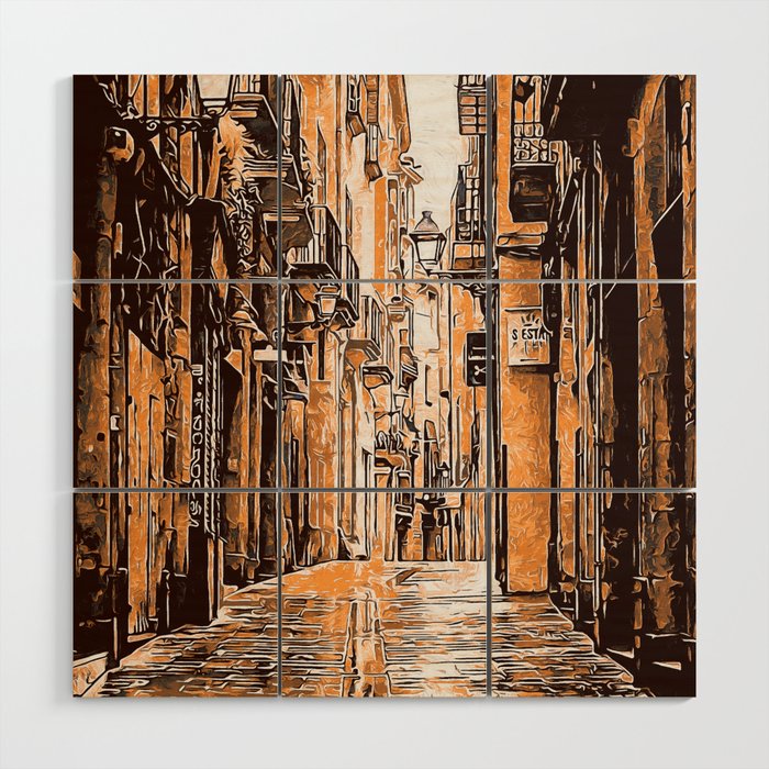 Barcelona, Gothic Quarter Wood Wall Art Gallery Image 1