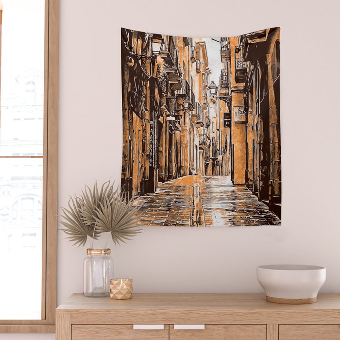Barcelona, Gothic Quarter Wall Tapestry Gallery Image 2