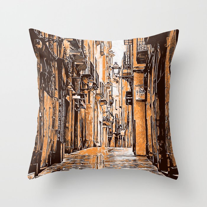 Barcelona, Gothic Quarter Throw Pillow Gallery Image 1