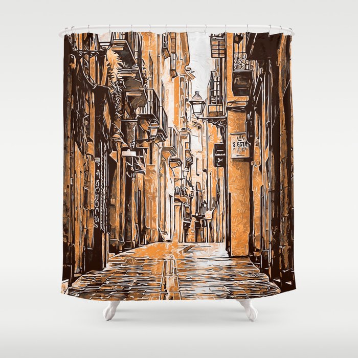 Barcelona, Gothic Quarter Shower Curtain Gallery Image 1