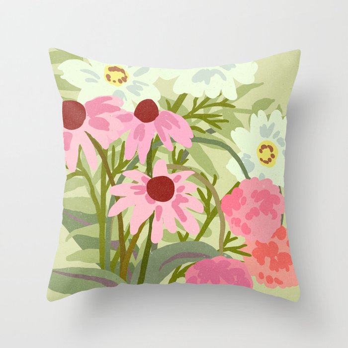 Madrid Flower Market cottagecore illustration Throw Pillow Gallery Image 6
