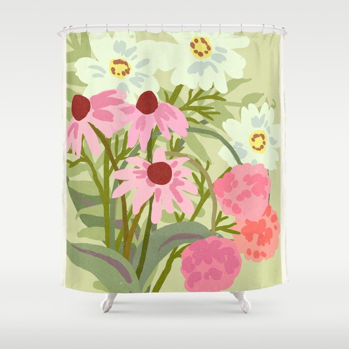 Madrid Flower Market cottagecore illustration Shower Curtain Gallery Image 1