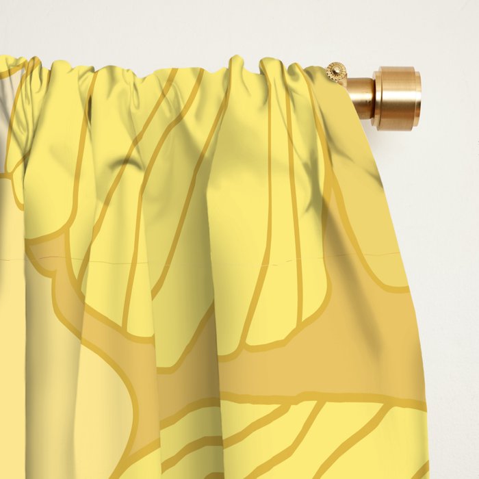Yellow, Ivory and Brown Retro Flowers Window Curtain Gallery Image 2