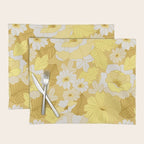 Yellow, Ivory and Brown Retro Flowers Placemat Gallery Image 1