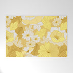 Yellow, Ivory and Brown Retro Flowers Welcome Mat Gallery Image 1