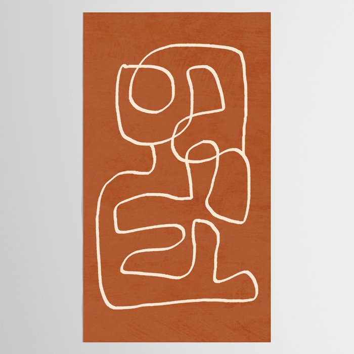 Abstract line art 15 Terracotta Tablecloth Gallery Image 2