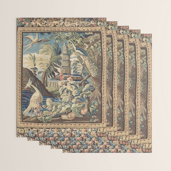 Antique 18th Century Peacock and Phoenix French Aubusson Tapestry Wrapping Paper Gallery Image 3
