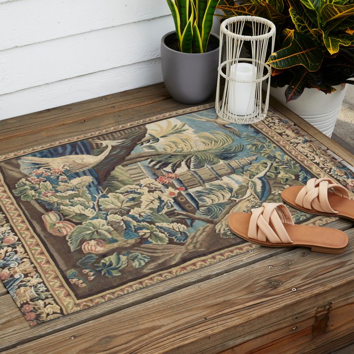 Antique 18th Century Peacock and Phoenix French Aubusson Tapestry Outdoor Rug Gallery Image 2