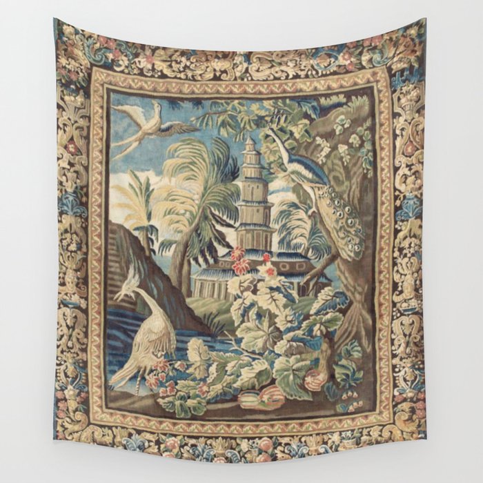 Antique 18th Century Peacock and Phoenix French Aubusson Tapestry Wall Tapestry Gallery Image 4