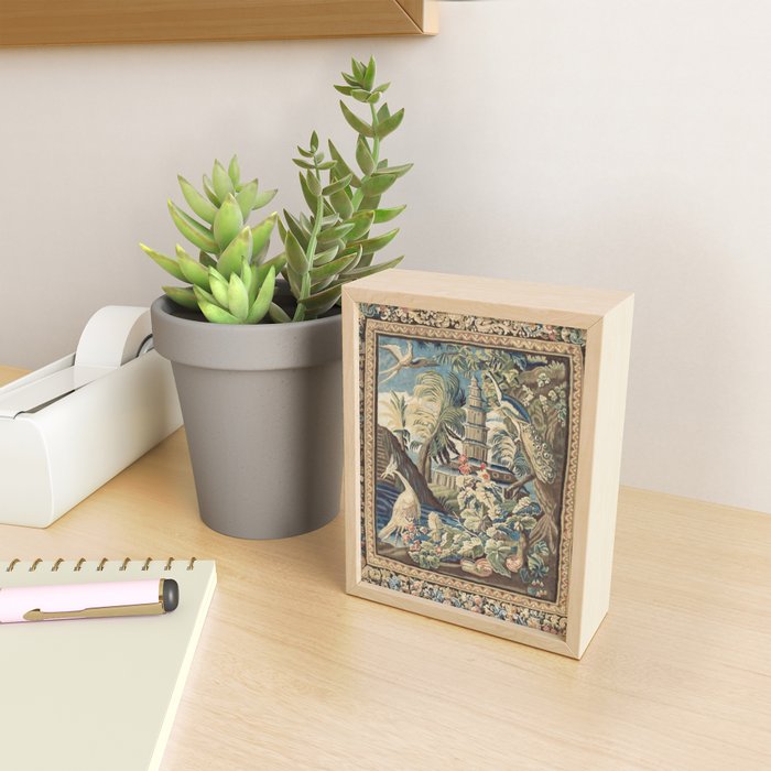 Antique 18th Century Peacock and Phoenix French Aubusson Tapestry Mini Art Print Gallery Image 2