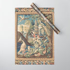 Antique 18th Century Peacock and Phoenix French Aubusson Tapestry Wrapping Paper Gallery Image 1