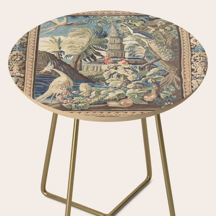 Antique 18th Century Peacock and Phoenix French Aubusson Tapestry Side Table Gallery Image 2