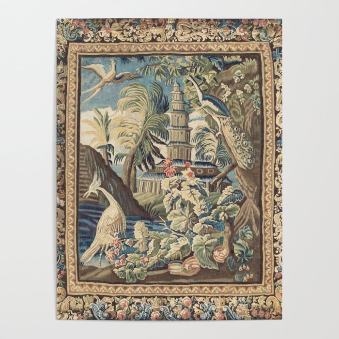 Antique 18th Century Peacock and Phoenix French Aubusson Tapestry Poster Gallery Image 4