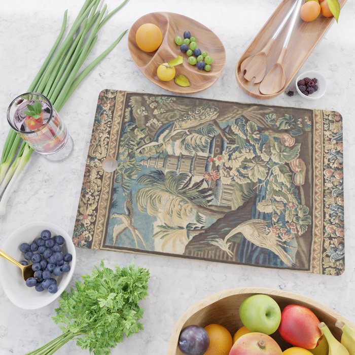 Antique 18th Century Peacock and Phoenix French Aubusson Tapestry Cutting Board Gallery Image 2