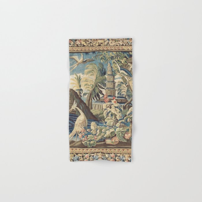 Antique 18th Century Peacock and Phoenix French Aubusson Tapestry Bath Towel Gallery Image 1