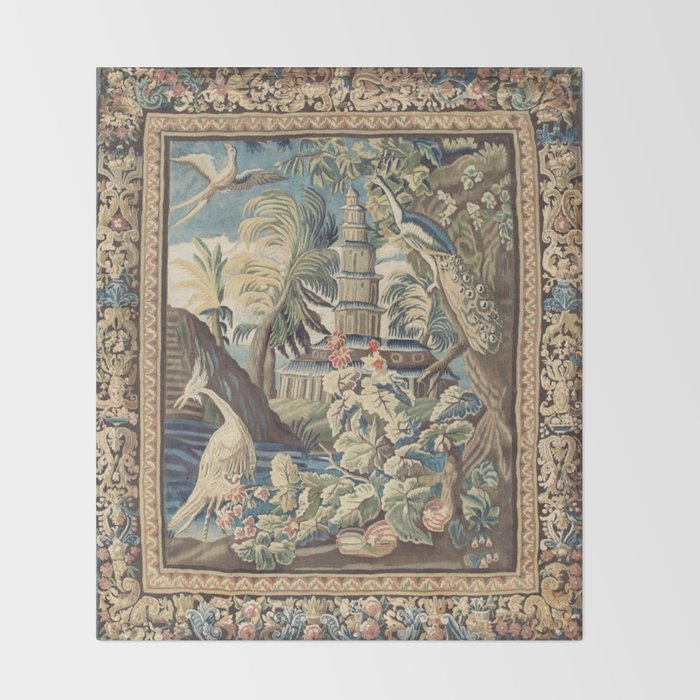 Antique 18th Century Peacock and Phoenix French Aubusson Tapestry Throw Blanket Gallery Image 2