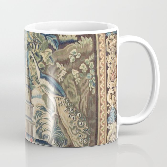 Antique 18th Century Peacock and Phoenix French Aubusson Tapestry Coffee Mug Gallery Image 1