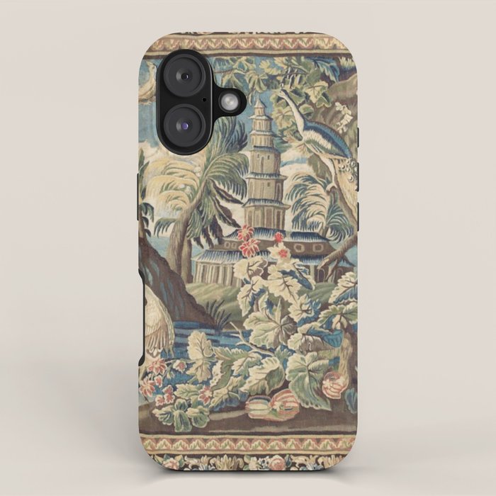 Antique 18th Century Peacock and Phoenix French Aubusson Tapestry iPhone Case Gallery Image 1