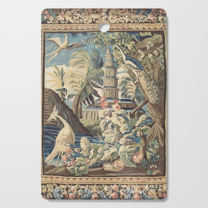 Antique 18th Century Peacock and Phoenix French Aubusson Tapestry Cutting Board Gallery Image 1