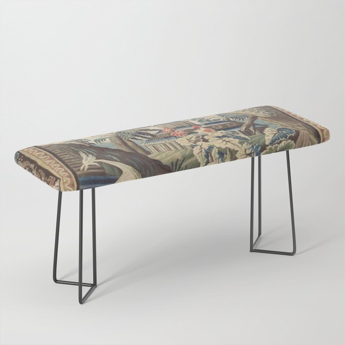 Antique 18th Century Peacock and Phoenix French Aubusson Tapestry Bench Gallery Image 1