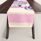 Seafood and Wine - Retro Pink Stripes Illustration Table Runner Gallery Image 1
