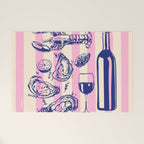 Seafood and Wine - Retro Pink Stripes Illustration Welcome Mat Gallery Image 1