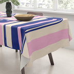 Seafood and Wine - Retro Pink Stripes Illustration Tablecloth Gallery Image 3