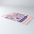 Seafood and Wine - Retro Pink Stripes Illustration Rug Gallery Image 3