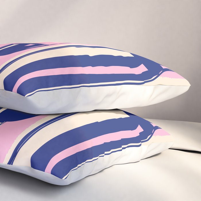 Seafood and Wine - Retro Pink Stripes Illustration Pillow Sham Gallery Image 3