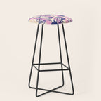 Seafood and Wine - Retro Pink Stripes Illustration Stool Gallery Image 1