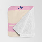 Seafood and Wine - Retro Pink Stripes Illustration Throw Blanket Gallery Image 3