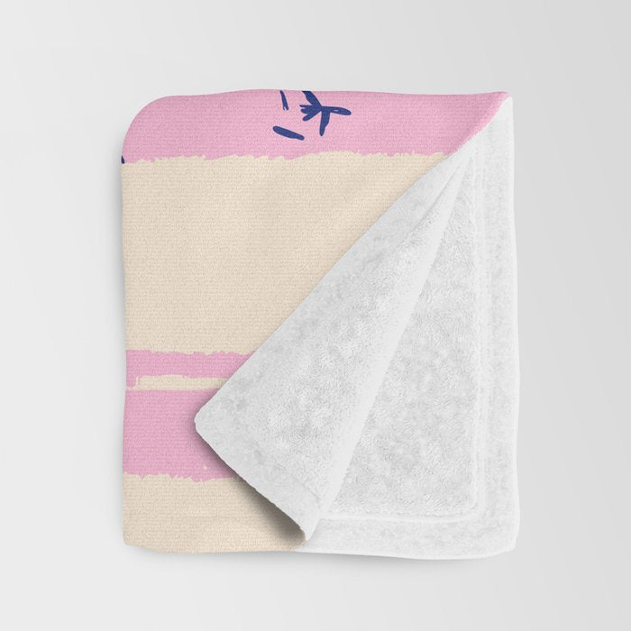 Seafood and Wine - Retro Pink Stripes Illustration Throw Blanket Gallery Image 3