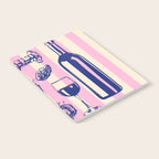 Seafood and Wine - Retro Pink Stripes Illustration Notebook Gallery Image 2