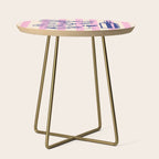 Seafood and Wine - Retro Pink Stripes Illustration Side Table Gallery Image 1