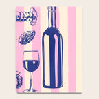 Seafood and Wine - Retro Pink Stripes Illustration Notebook Gallery Image 4