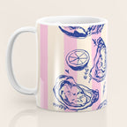 Seafood and Wine - Retro Pink Stripes Illustration Coffee Mug Gallery Image 3