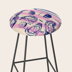 Seafood and Wine - Retro Pink Stripes Illustration Stool Gallery Image 2