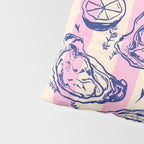 Seafood and Wine - Retro Pink Stripes Illustration Pillow Sham Gallery Image 4