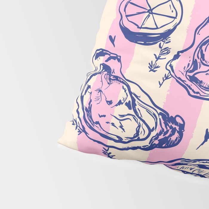 Seafood and Wine - Retro Pink Stripes Illustration Pillow Sham Gallery Image 4