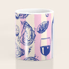 Seafood and Wine - Retro Pink Stripes Illustration Coffee Mug Gallery Image 4