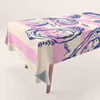 Seafood and Wine - Retro Pink Stripes Illustration Tablecloth Gallery Image 1