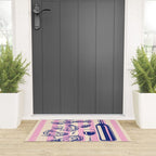 Seafood and Wine - Retro Pink Stripes Illustration Welcome Mat Gallery Image 3