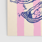Seafood and Wine - Retro Pink Stripes Illustration Poster Gallery Image 3