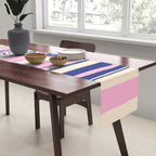 Seafood and Wine - Retro Pink Stripes Illustration Table Runner Gallery Image 2