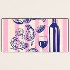 Seafood and Wine - Retro Pink Stripes Illustration Desk Mat Gallery Image 3