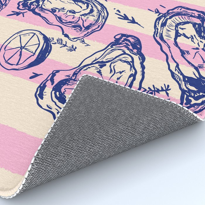 Seafood and Wine - Retro Pink Stripes Illustration Rug Gallery Image 4