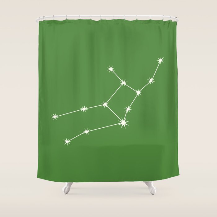 Virgo Zodiac Star Constellation Line Art Kelly Green Shower Curtain Gallery Image 1