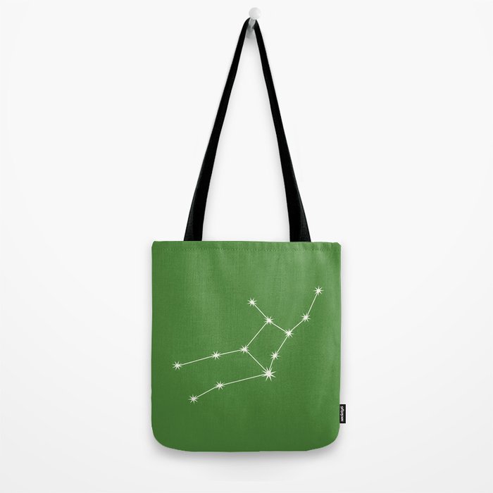 Virgo Zodiac Star Constellation Line Art Kelly Green Tote Bag Gallery Image 2