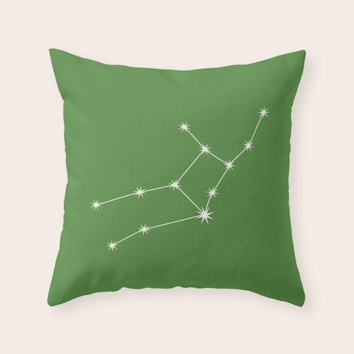 Virgo Zodiac Star Constellation Line Art Kelly Green Throw Pillow Gallery Image 6