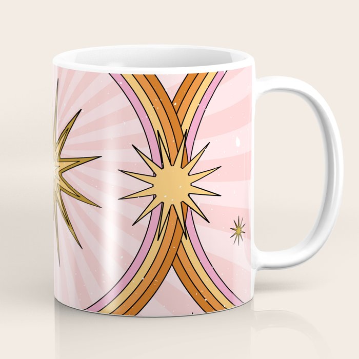 Hippie pink rainbow and sun, abstract landscape Coffee Mug Gallery Image 1